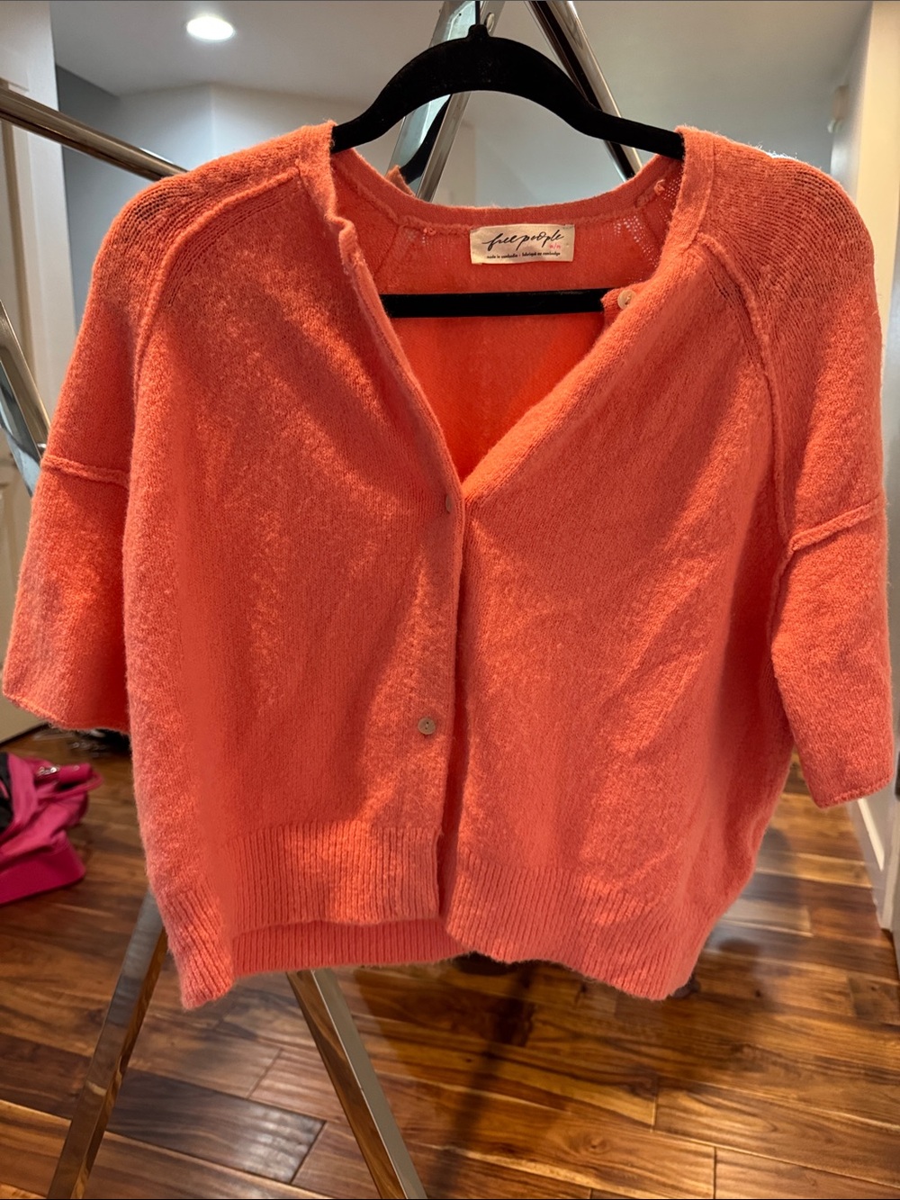 Free People Coral Short Sleeve Button-Front Cardigan